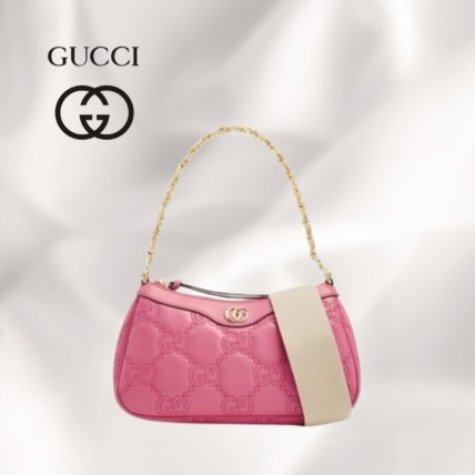 [GUCCI] GGマトラッセ レザー ハンドバッグ ピンク