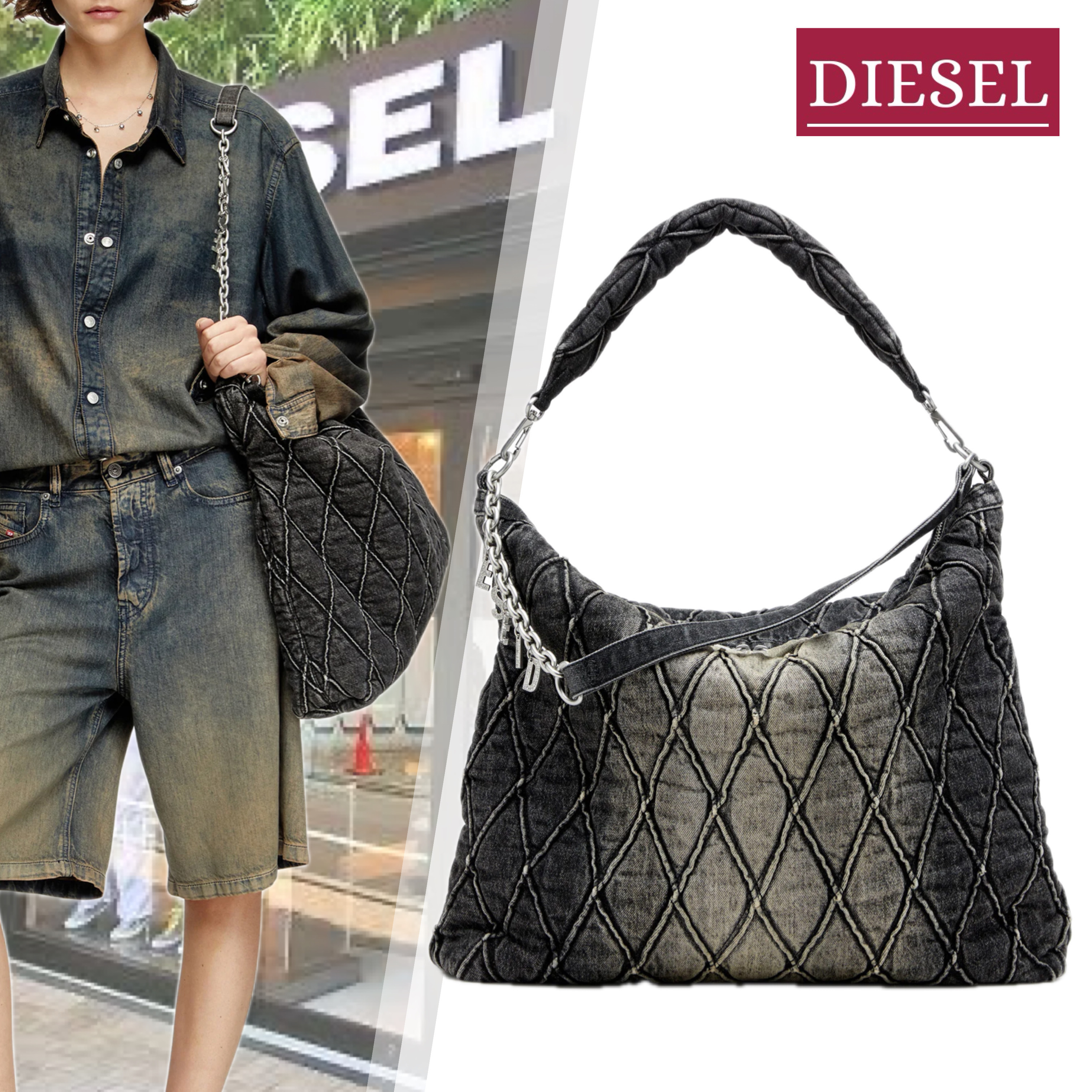 国内直営【DIESEL】charm-d hobo ホーボーバッグ 送料込