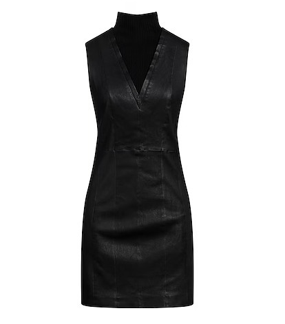 【SALE!!】THEORY レザー ワンピース 黒 ペンシルモデル ０のみ