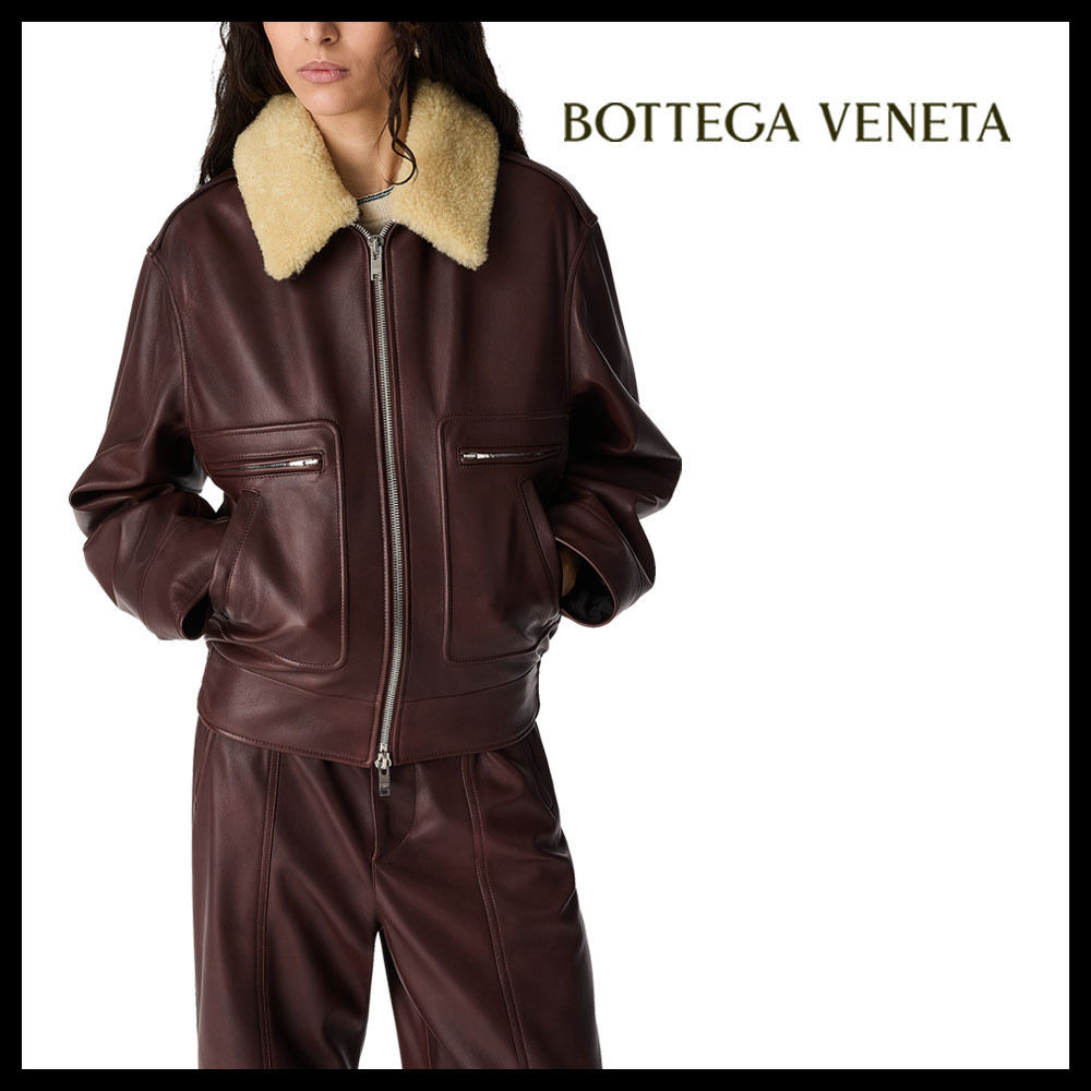Bottega Veneta直営店 パッド入りレザーブルゾン