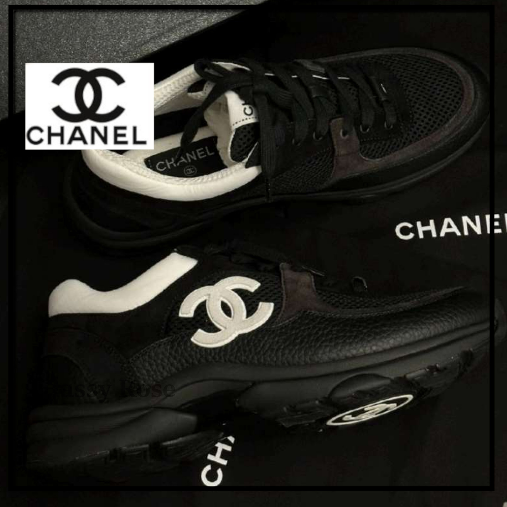 【ブラックにホワイトCCがクール★CHANEL】上質メンズスニーカー