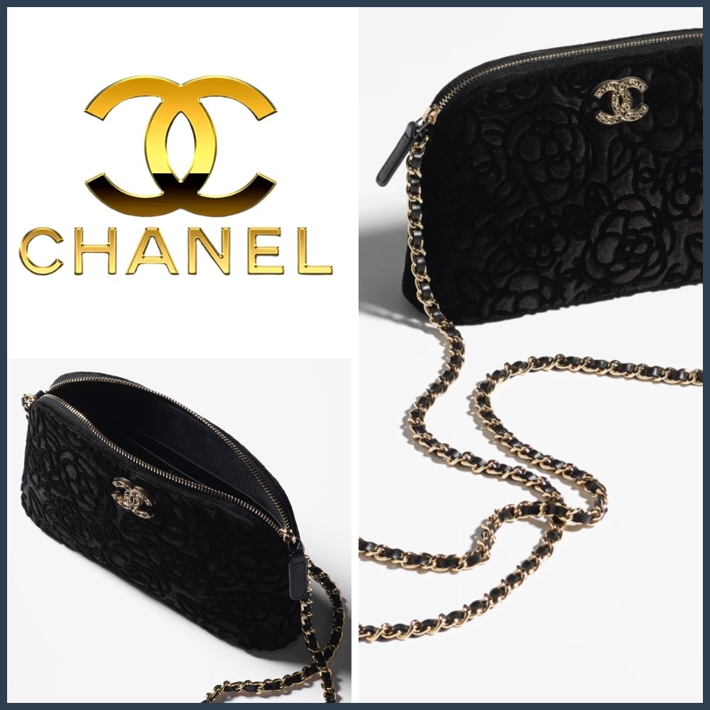 【黒ベルベット×鎖チェーン】CHANEL ベルベット クラッチ 新作