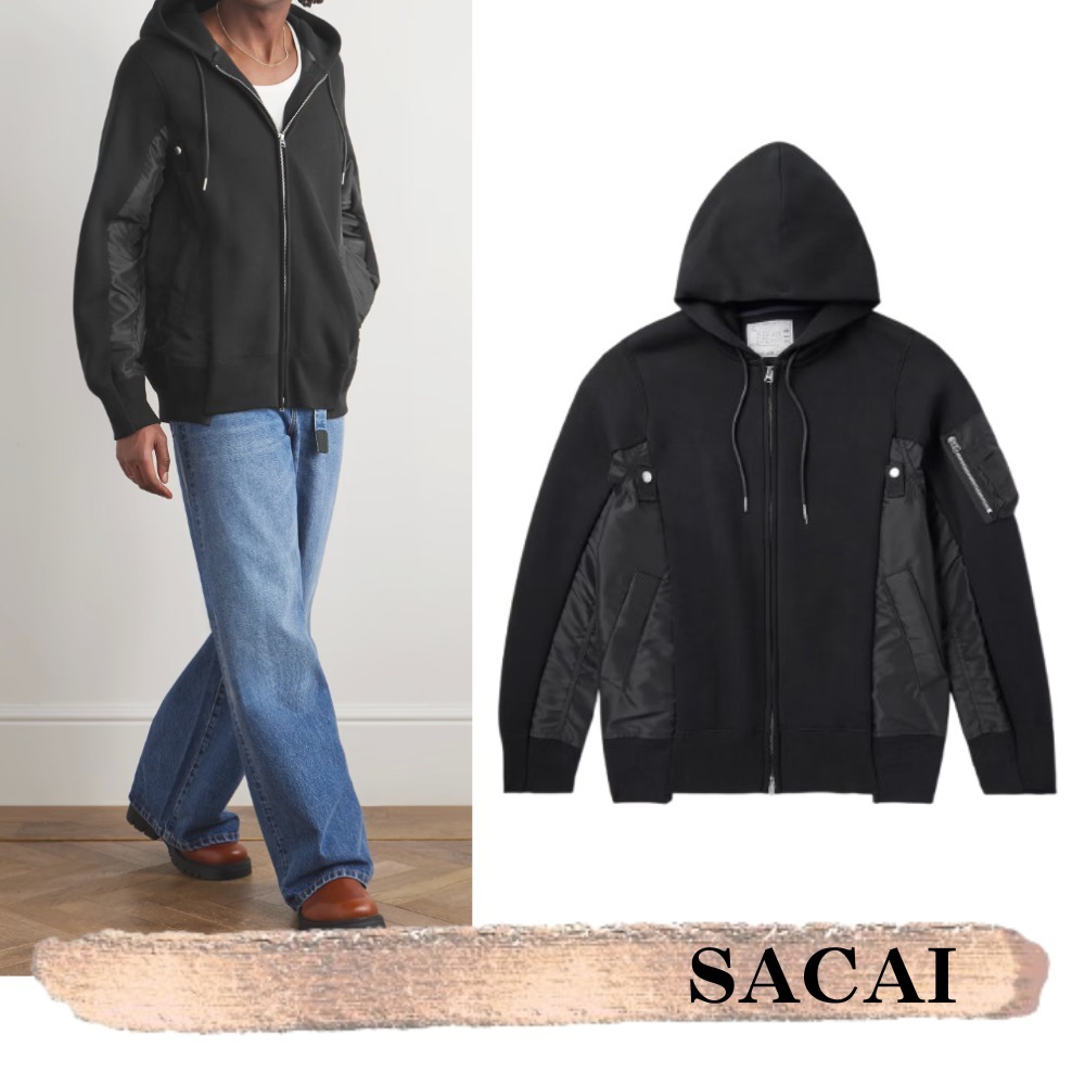 Sacai☆関税込☆MA-1 ジャージー ジップアップパーカー
