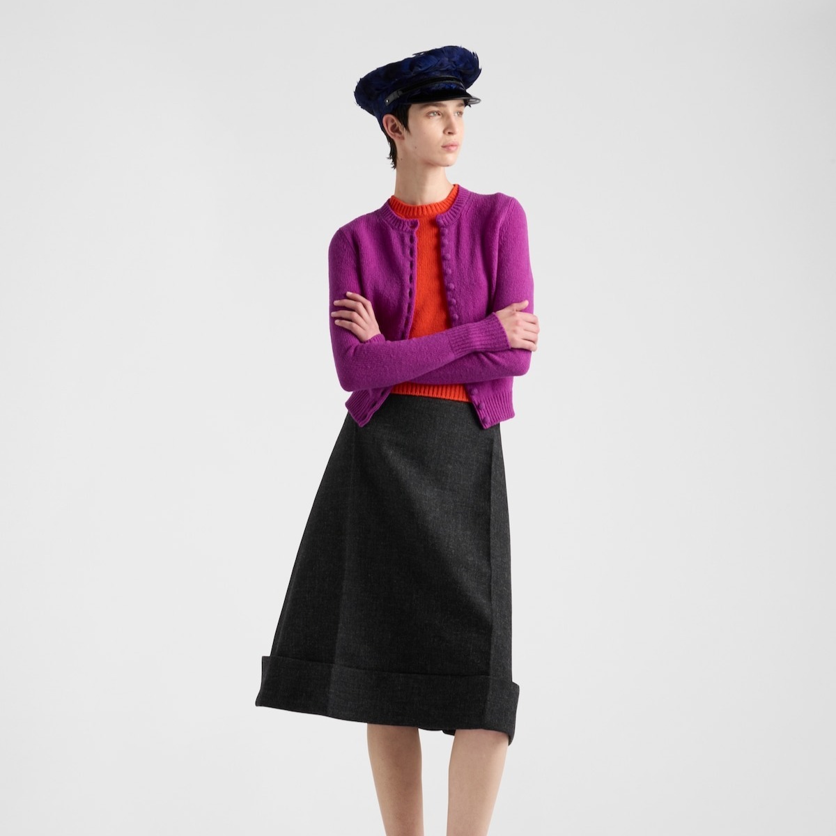 Prada THE RUNWAY Vintage-look rush stitch midi-skirt 関税込