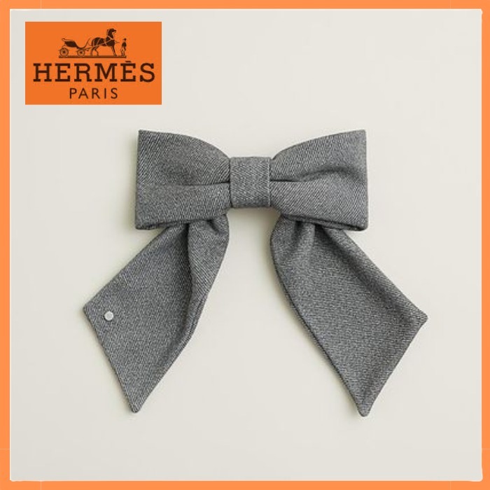 【大きめリボンが可愛い☆】HERMES ヘアクリップ Karma Twill