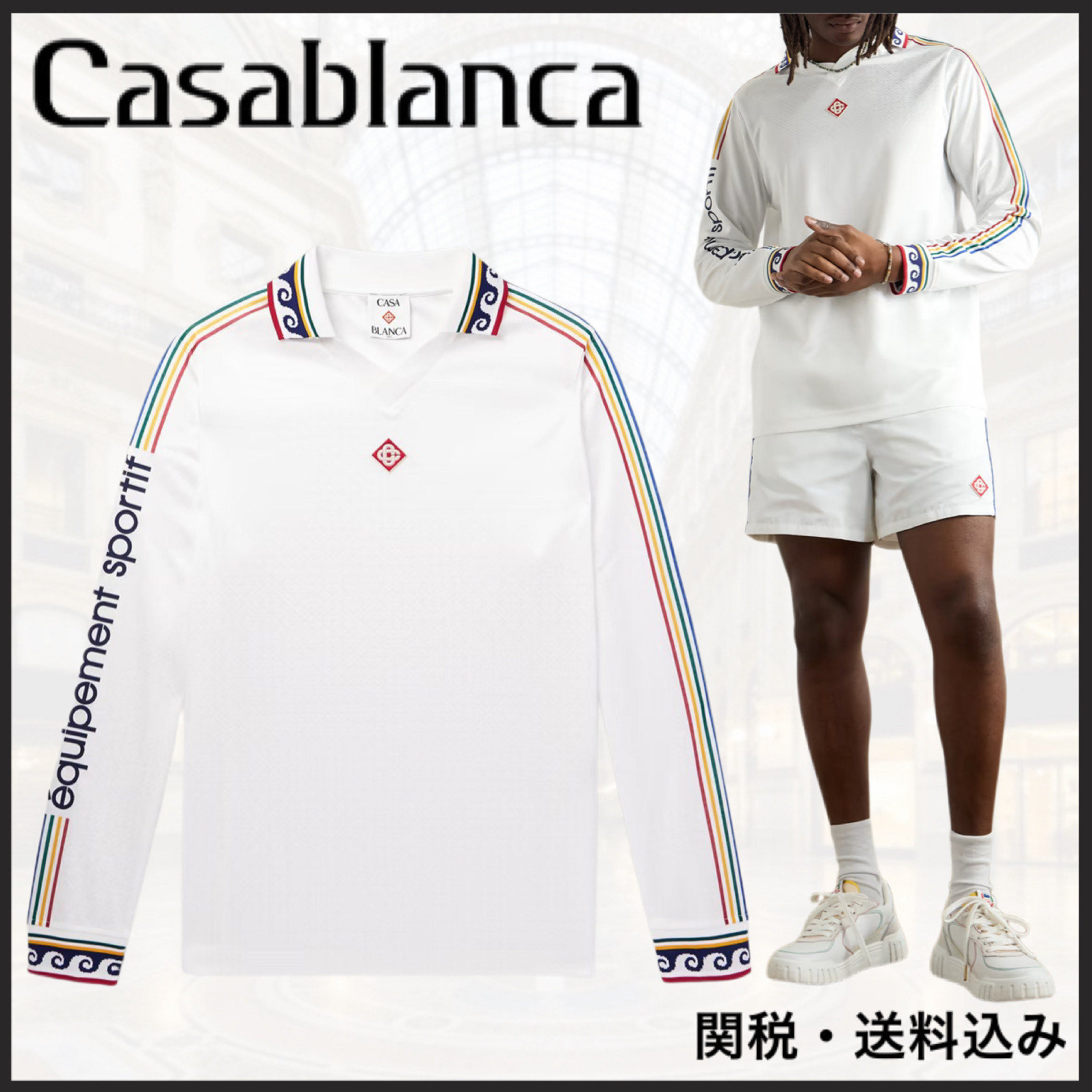 関税込み★Casablanca★ジャカード モノグラム サッカー Tシャツ