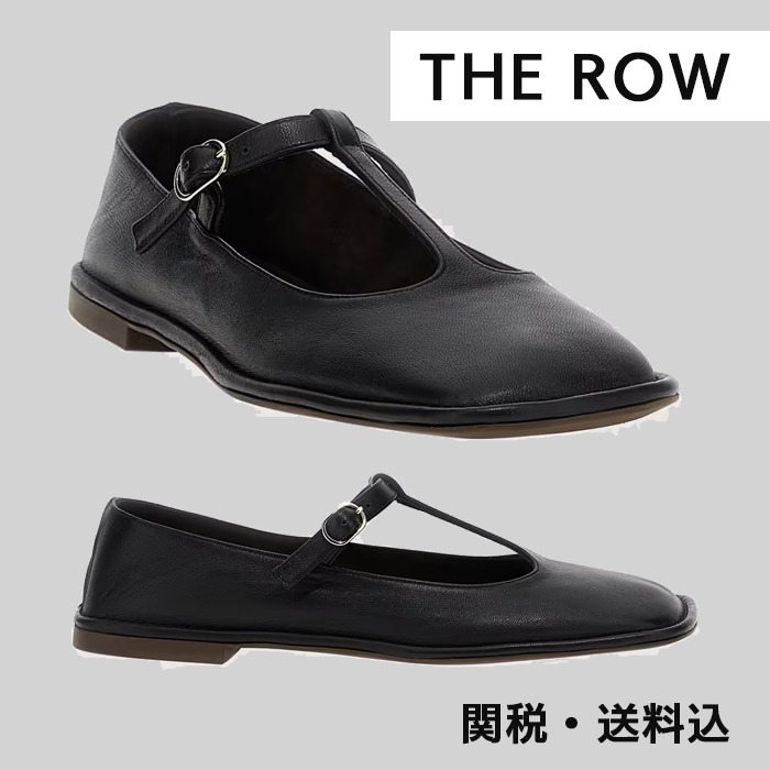 【The Row】Tストラップ フラットシューズ F1599SL3 BLK