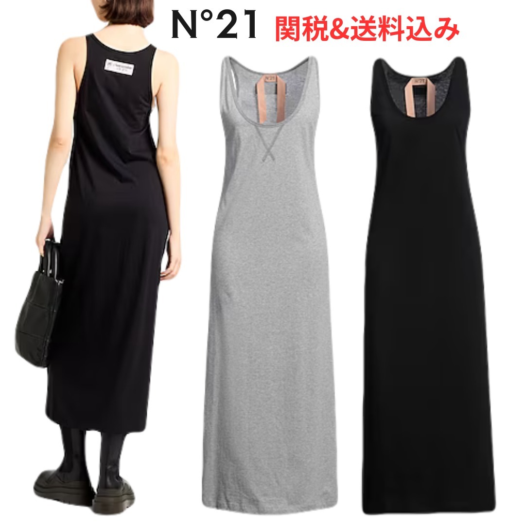 N°21 パームツリーロゴ ノースリーブワンピース 2色【送関込】