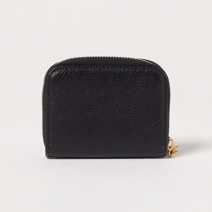 《Chloe》グレインレザー製 バナナジップ コインパース ロゴ 黒