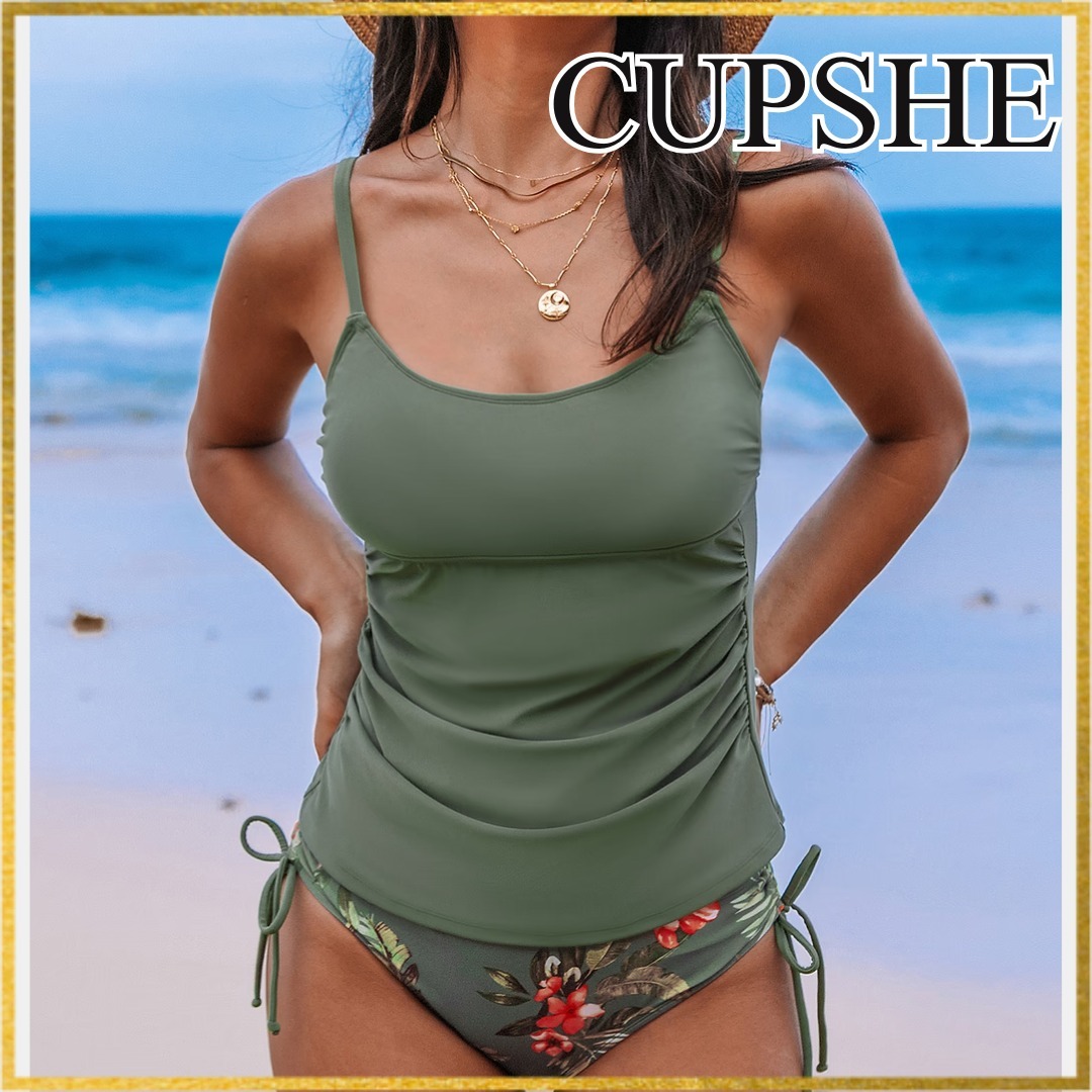 CUPSHE｜花柄タンキニ 美腹見せ×体型カバー 水着 大人可愛い