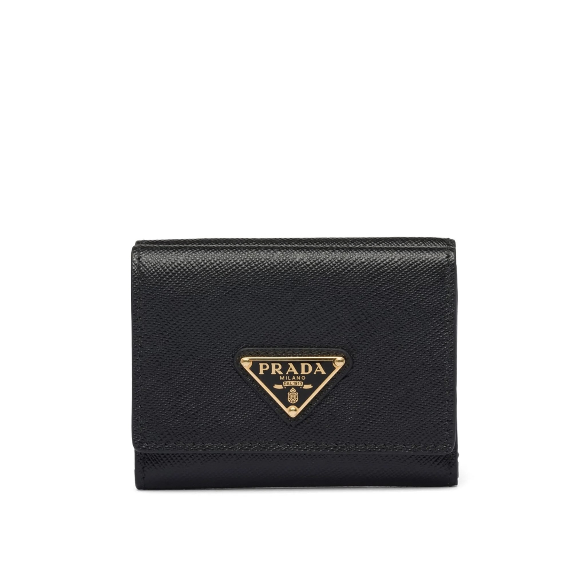 PRADA サフィアーノ 三つ折り財布 三角ロゴ ブラック