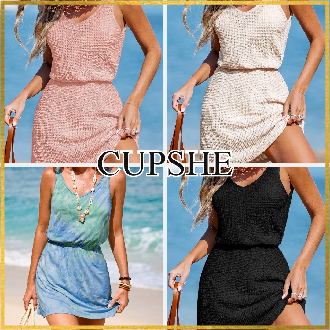 CUPSHE｜カバーアップ 水着 ミニドレス ウェスト絞り 夏お洒落