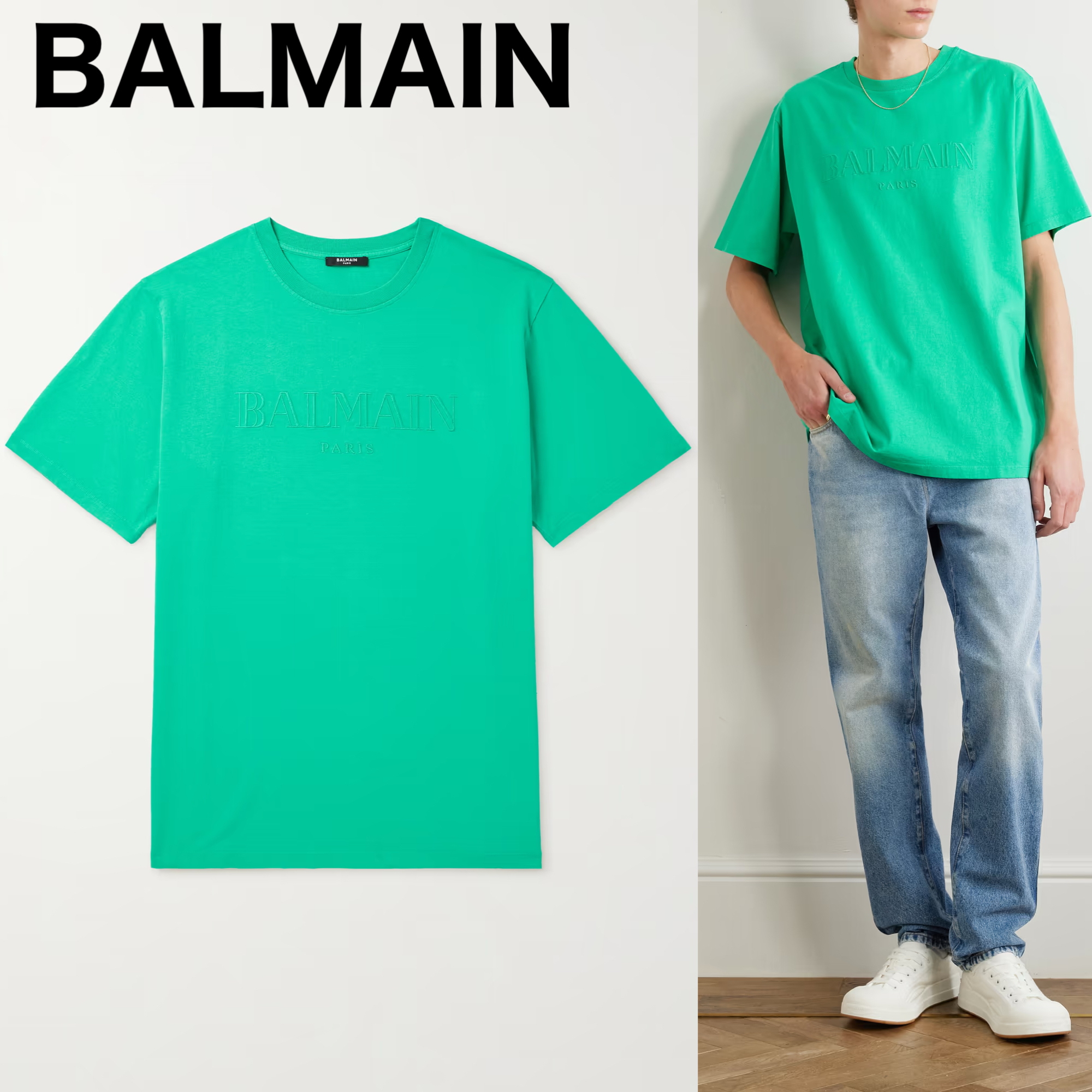 BALMAIN♡ コットンジャージー Tシャツ 刺繍入り
