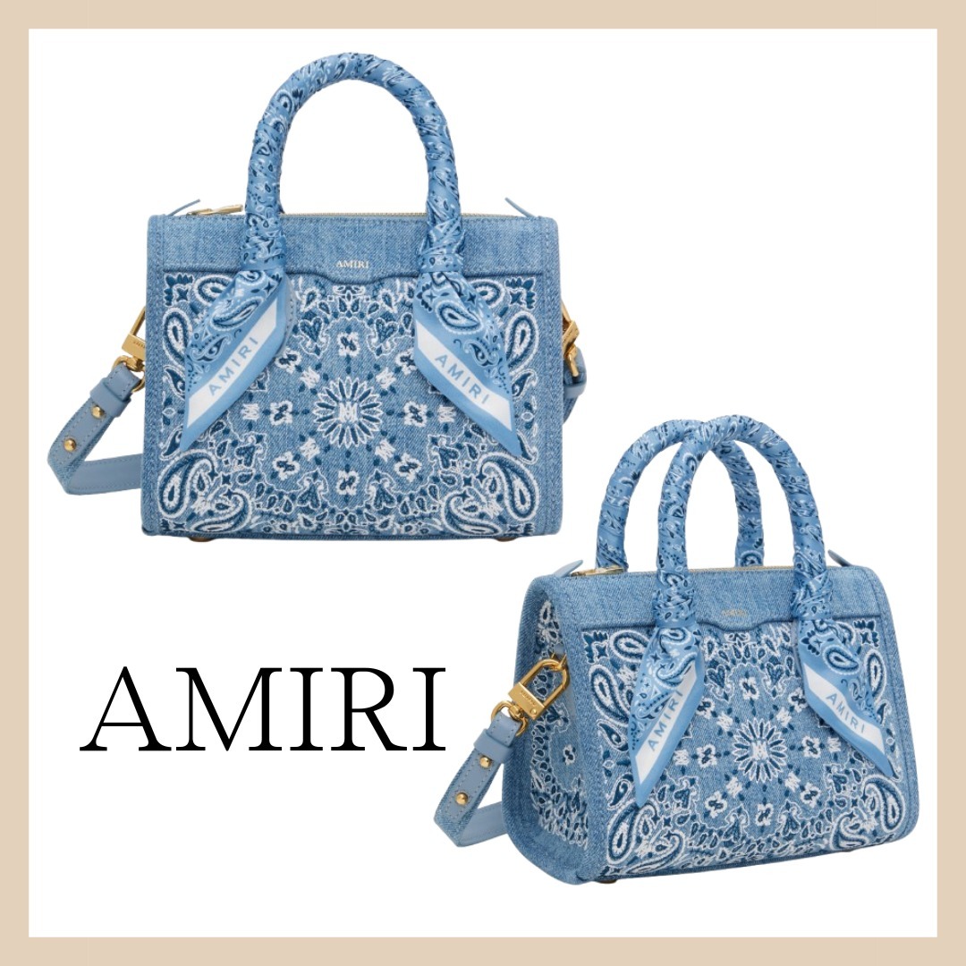 【AMIRI】マイクロ Bandana Triangle デニム バッグ