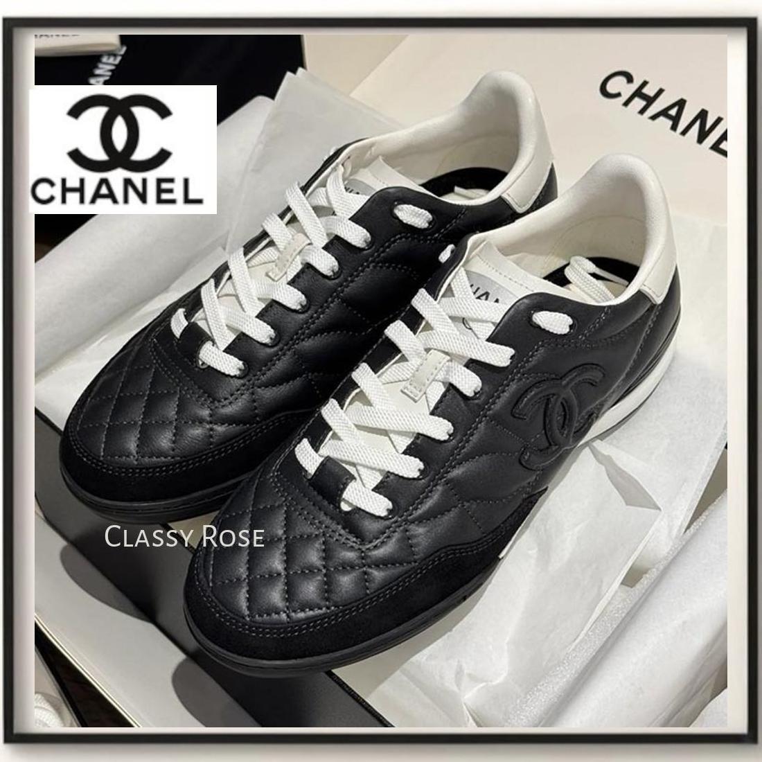 光沢ブラックがクール【CHANEL】カーフスキンスニーカー
