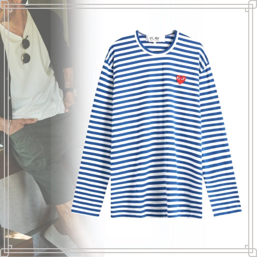 ◆大人気◆【COMME des GARCONS PLAY】ハート ストライプTシャツ
