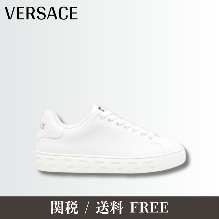 【注目】VERSACE グレカロゴ レザースニーカー