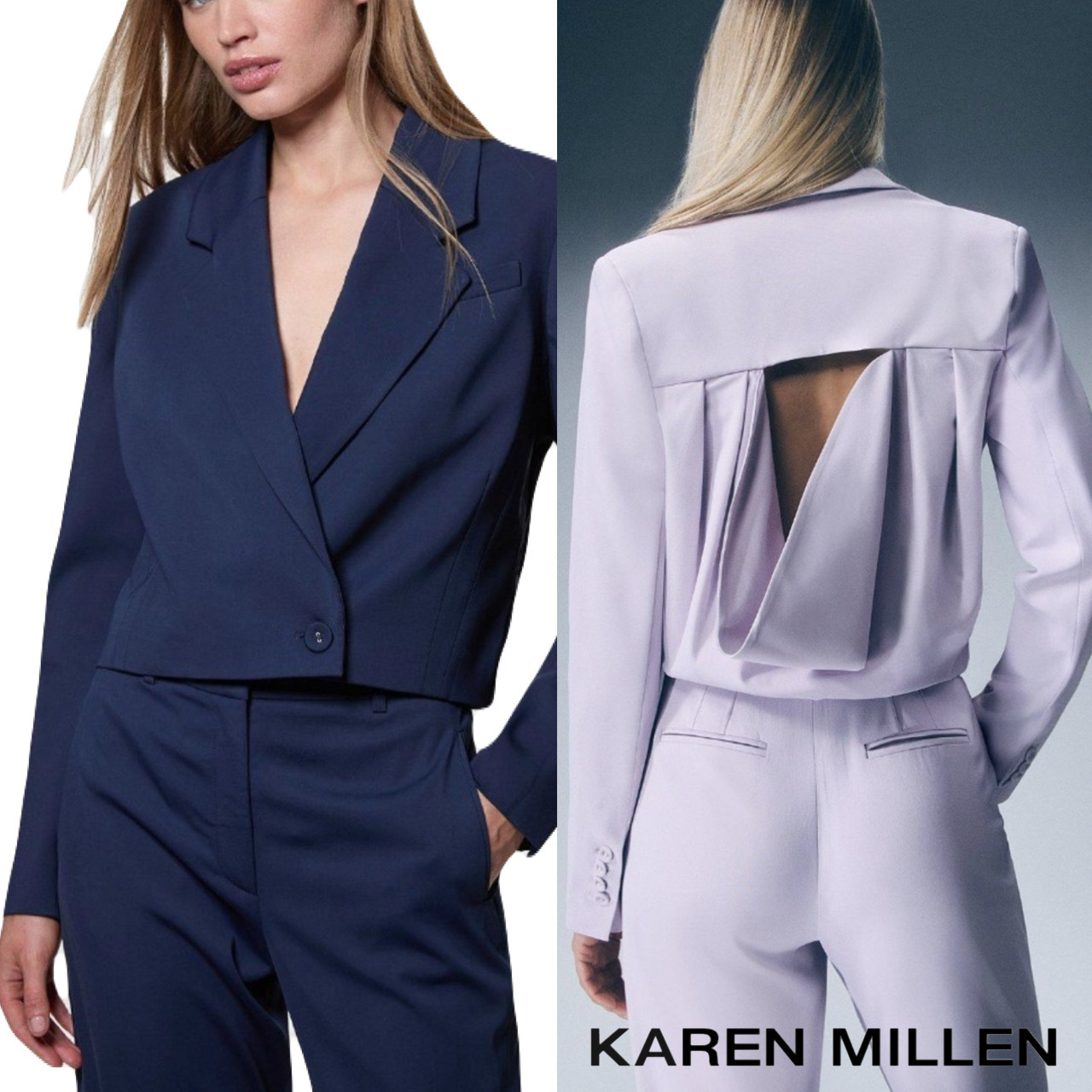 英国【Karen Millen】カウルバック シングルブレスト ブレザー