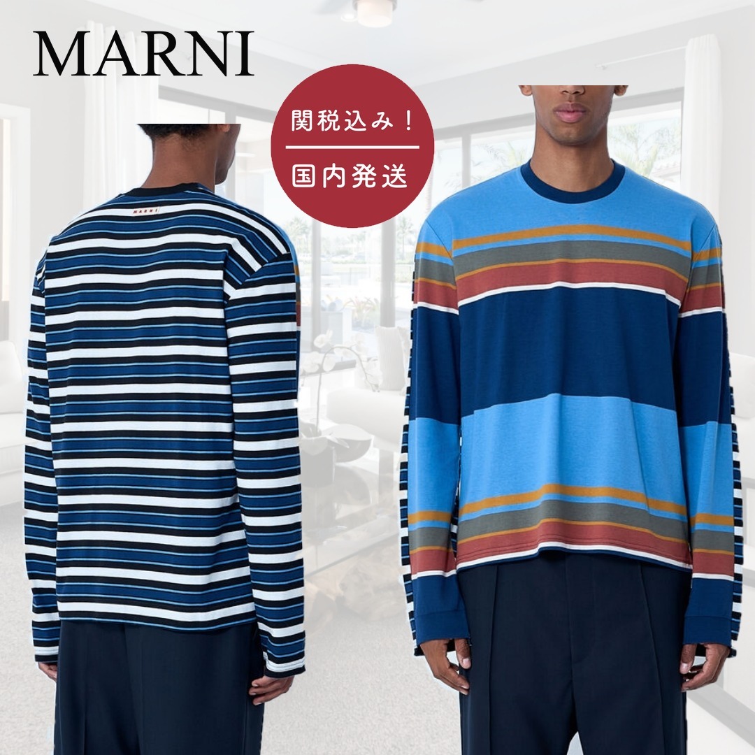【国内送関税込】MARNI☆ストライプ ロゴ Tシャツ