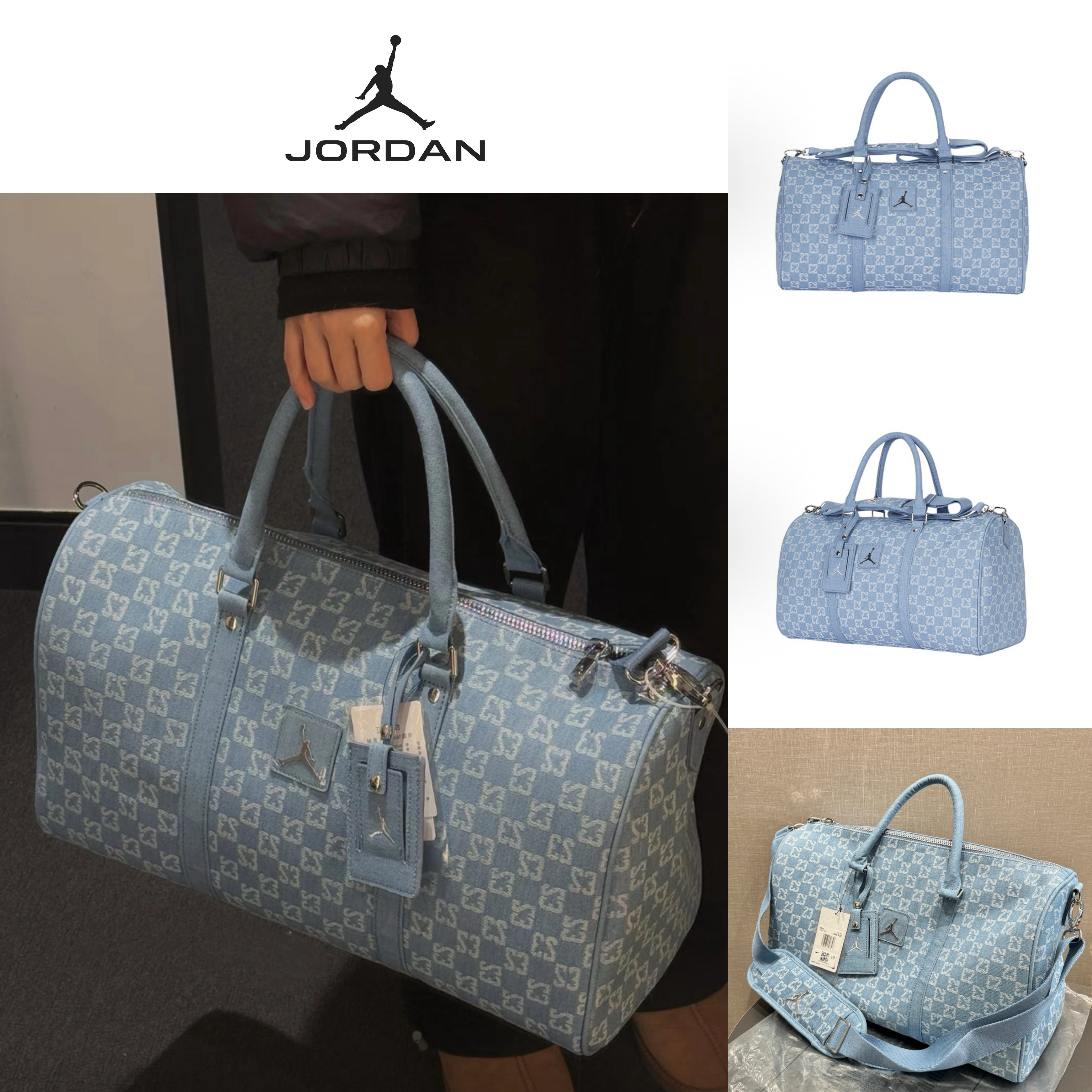 【Jordan】Denim ★総柄デニム×ロゴトラベルバッグ