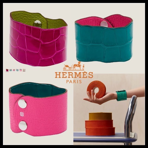 *HERMES* アリゲーターレザー&ゴート リバーシブルブレスレット