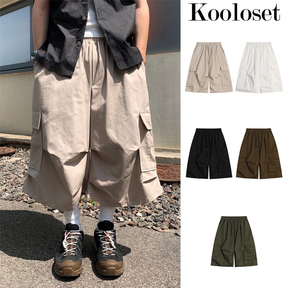 【KOOLOSET】Twill Cotton Cargo Bermuda Pants