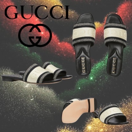 【GUCCI】グッチ エンブロイダリー サンダル ホワイト