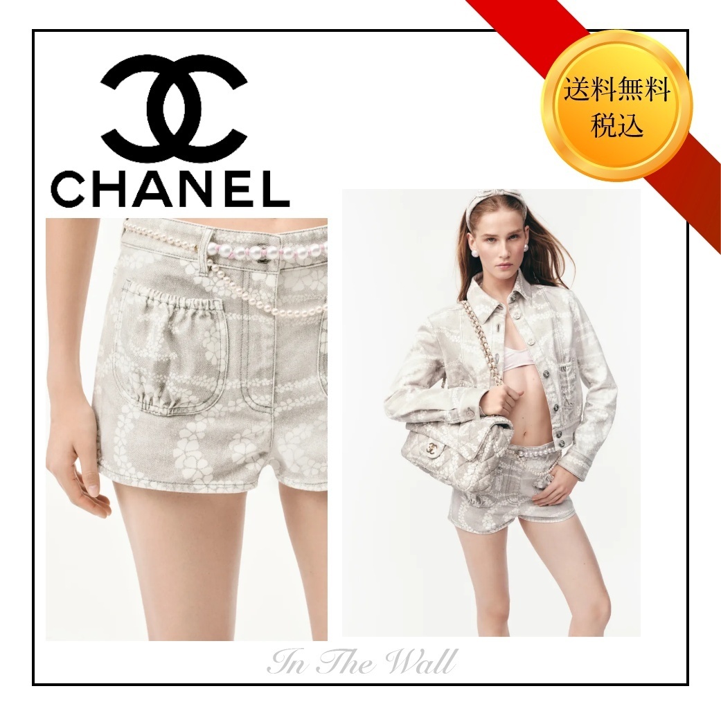 2025S ココビーチ♪【CHANEL】ショートパンツ プリントデニム