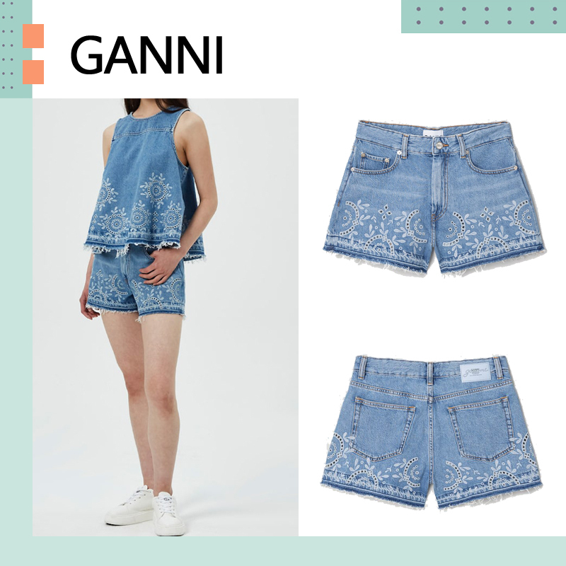 GANNI ♥ Broderie Anglaise Denim Shorts/追跡付