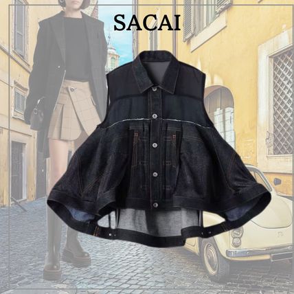 Sacai ノースリーブ シャツドレス | ブラック | FARFETCH JP