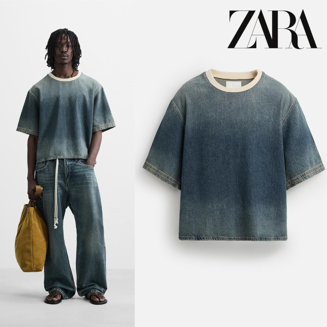 ［ZARA］クロップドフィット デニムTシャツ