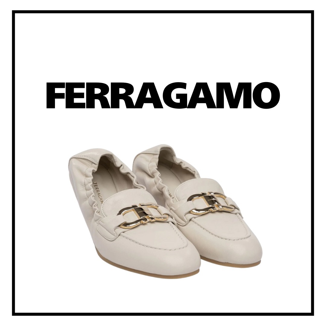 【FERRAGAMO】伸縮性 ガンチーニ プレート ローファー