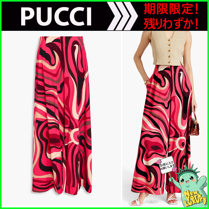 PUCCI★素敵！プリントウール混ツイルワイドパンツ