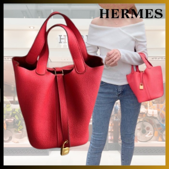 【新品同様 /Bougainvillier × Gold金具】HERMES ピコタン 18