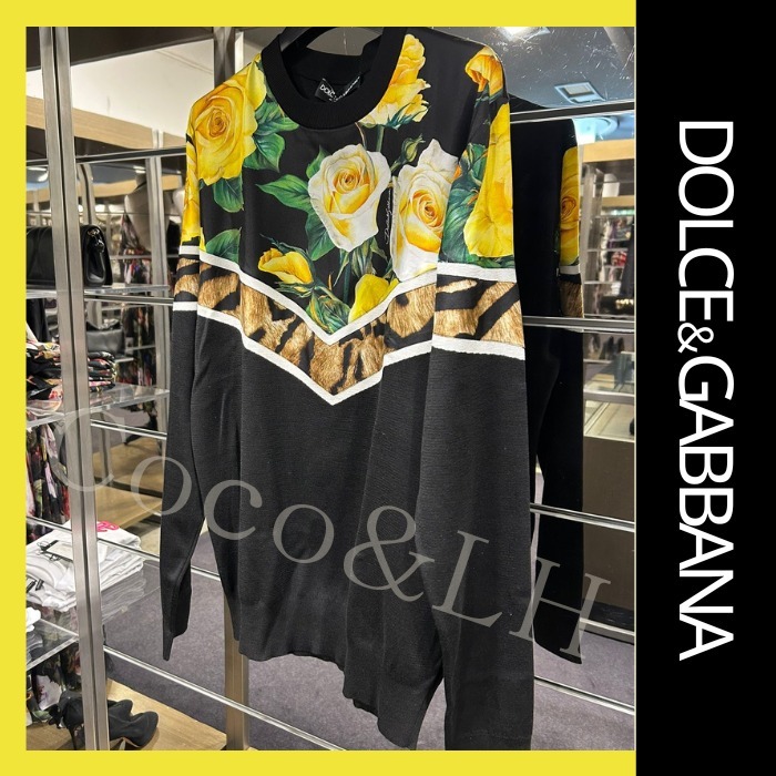 DOLCE&GABBANA バラプリント クルーネック プルオーバー