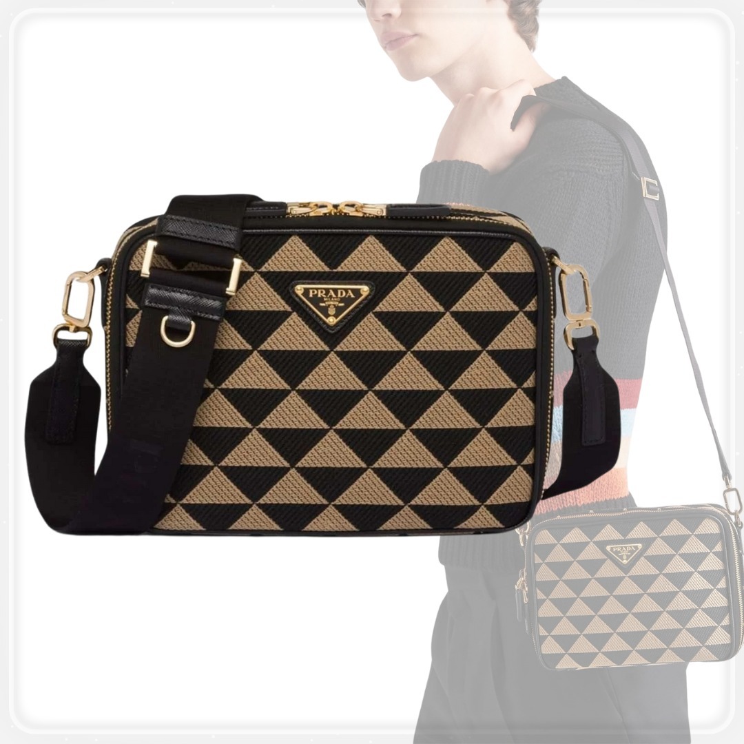 【PRADA/プラダ】プラダ シンボル刺繍入り メッセンジャーバッグ