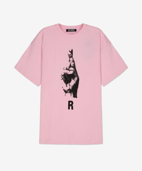 【関税込】 ハンドサイン 半袖 Tシャツ - ライトピンク