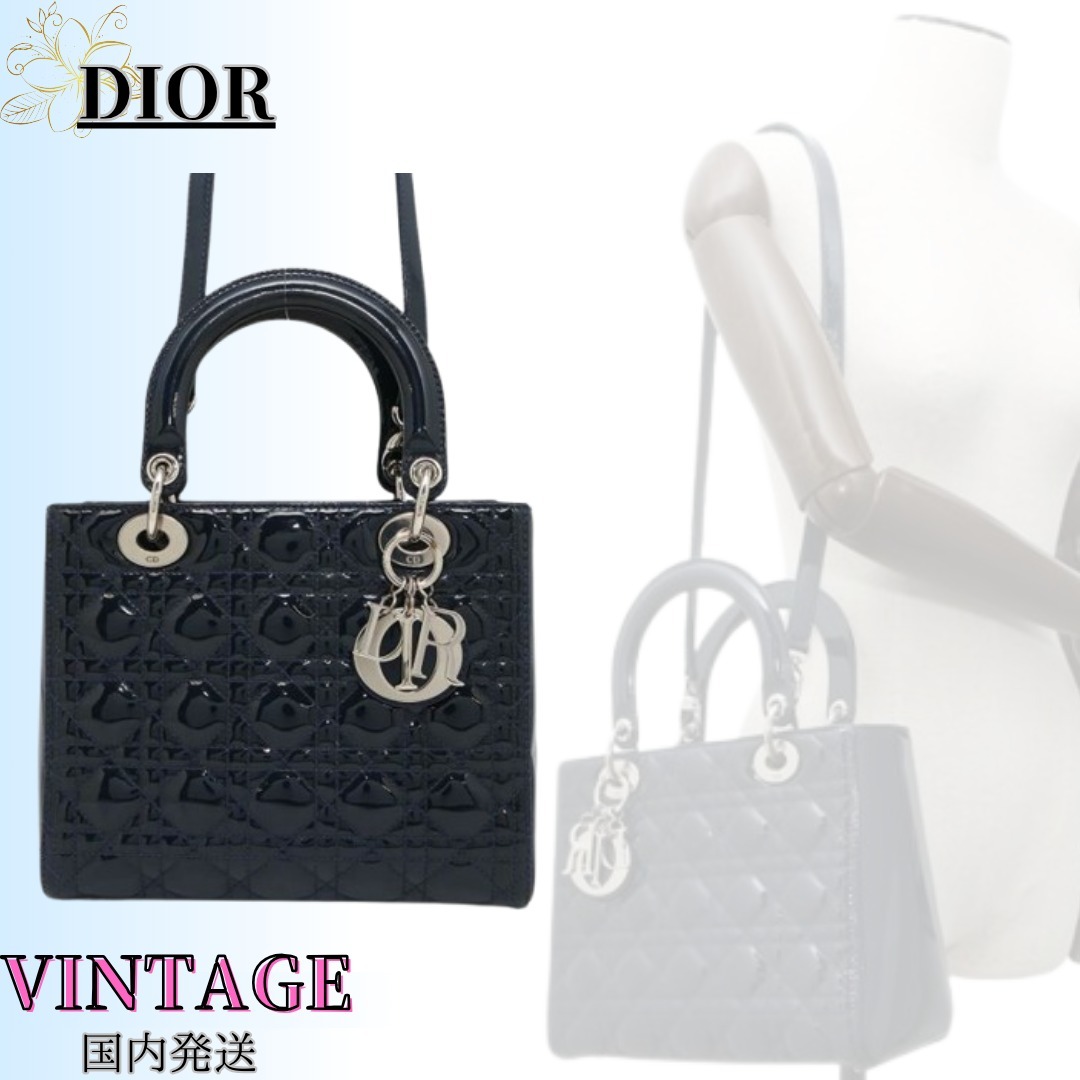 ◆VINTAGE◆【DIOR】レディディオール*ミディアム*レザーバッグ