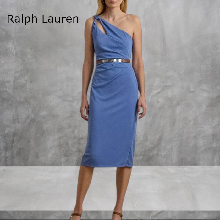 【Ralph Lauren】ジャージーワンショルダーカクテルドレス