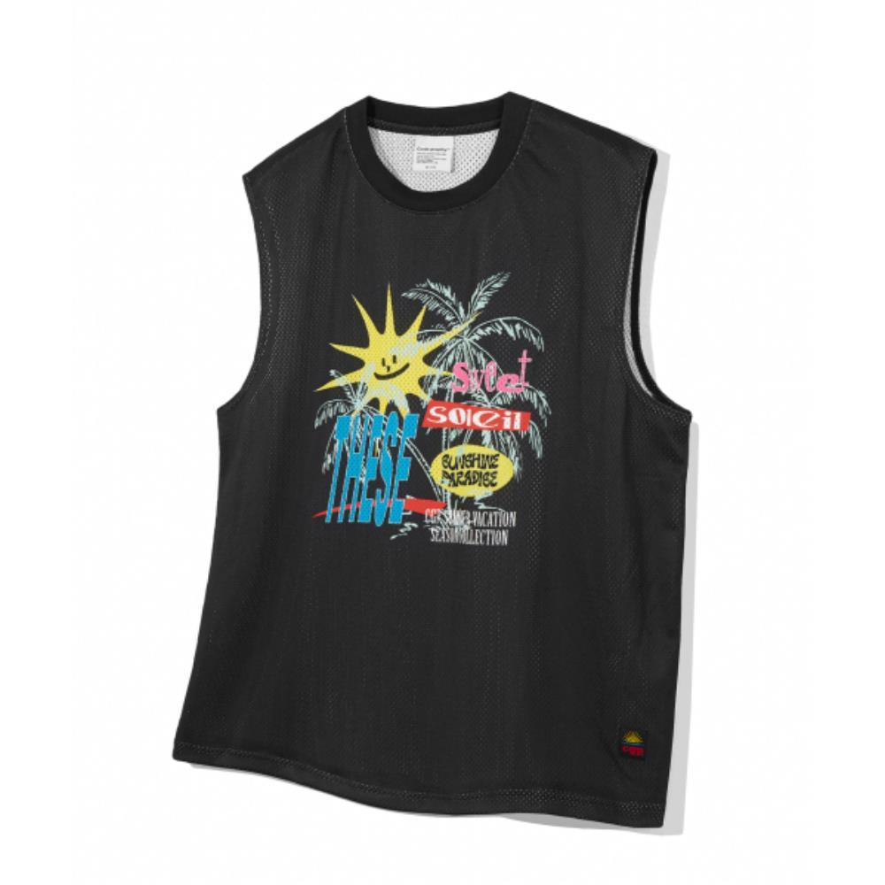 ★codegraphy★ SUNSHINE PARADISE MESH SLEEVELESS BLACK CBDUU