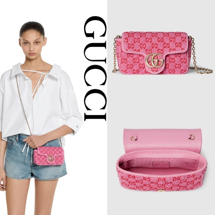 新作【GUCCI】〔GGマーモント〕ミニ ショルダーバッグ、ピンク