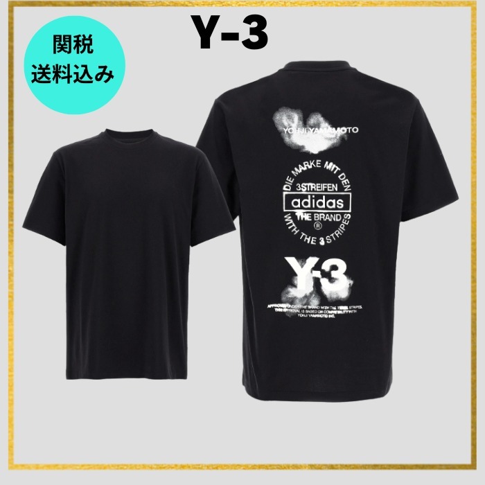 送料・関税込【Y-3】グラフィック プリント 半袖 Tシャツ