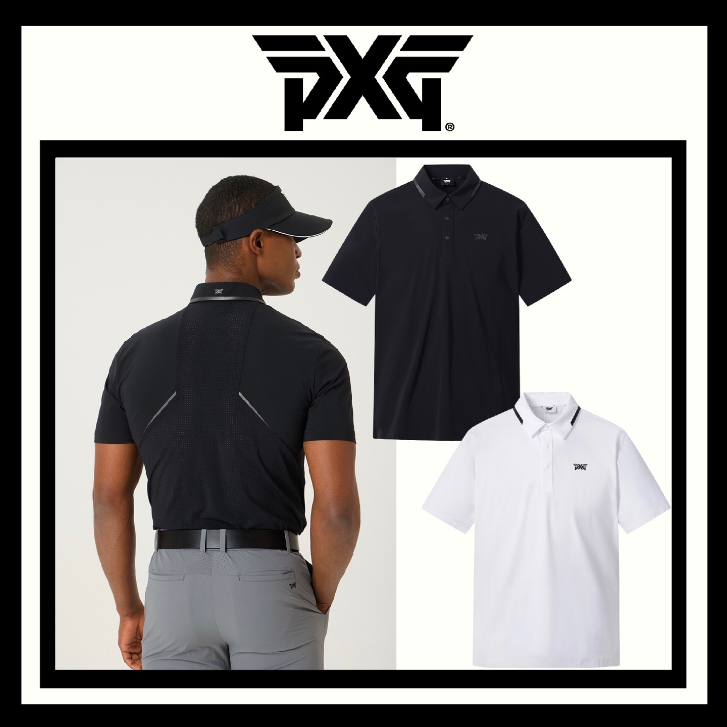 ☆韓国の人気☆【PXG】ライン ポイント 穴あき カラー Tシャツ