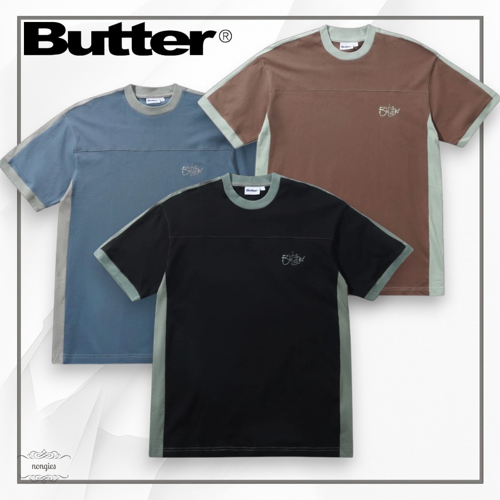 ★Butter Goods★Scribble フットボール 刺繍ロゴ 半袖 Tシャツ
