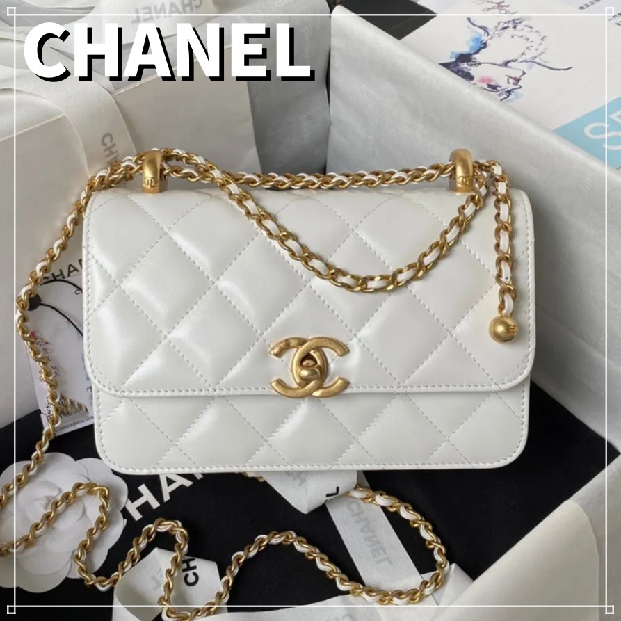 CHANEL チェーンウォレット ショルダー ゴールド金具 ホワイト