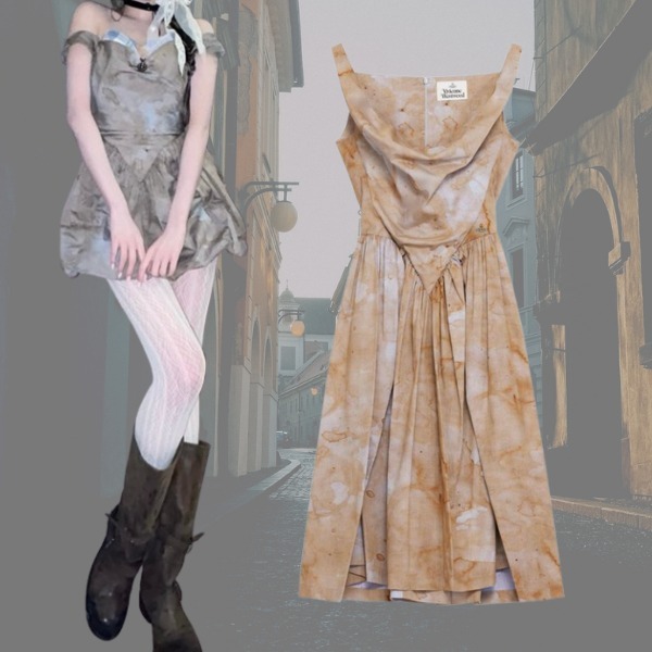 【Vivienne Westwood】サンデーブラウン ミディドレス