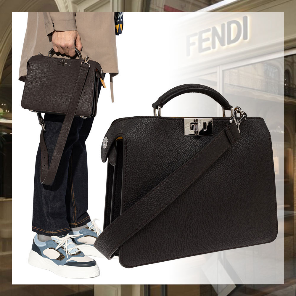 FENDI FENDI BROWN LEATHER BAG レザーバッグ 洗練デザイン ロゴ