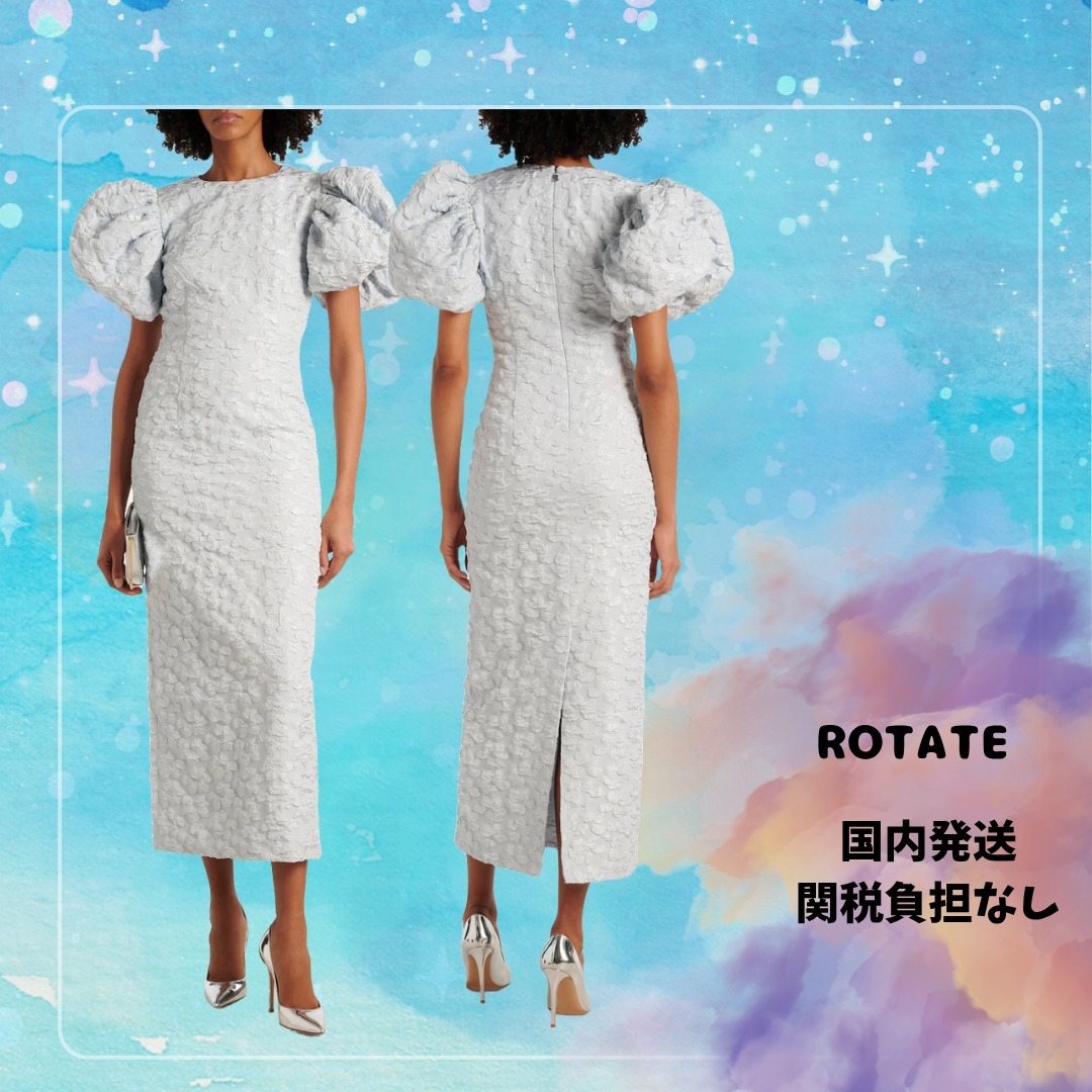送・関税負担◆ROTATE◆ジャカードパフスリーブミディドレス