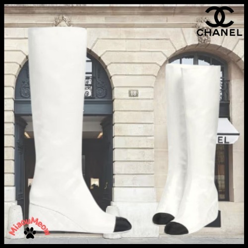 【バイカラーブーツ♪】CHANEL ロング ブーツ