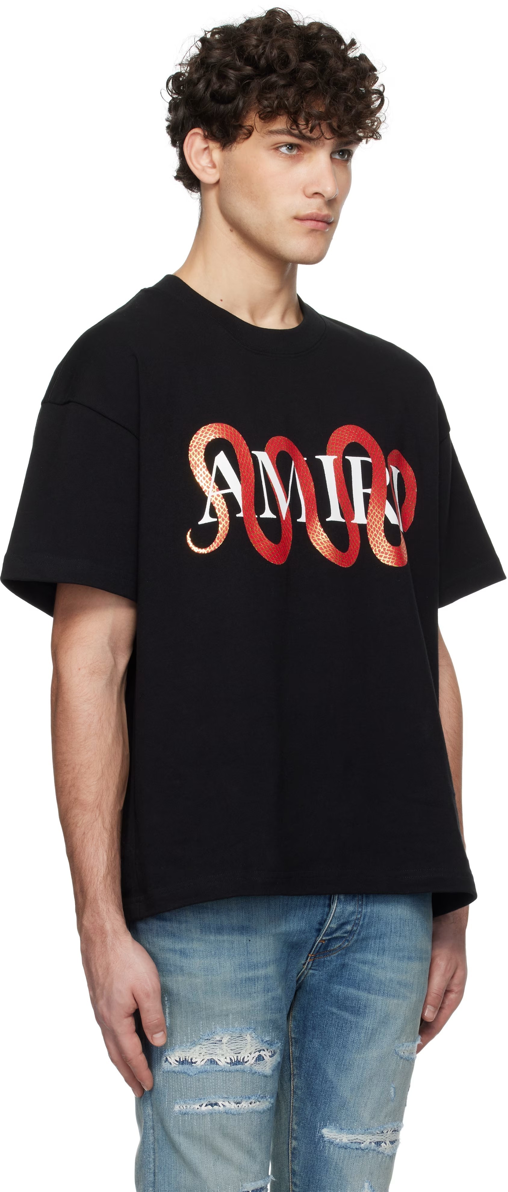 《セール》AMIRI ロゴ入りクルーネックTシャツ（ブラック）